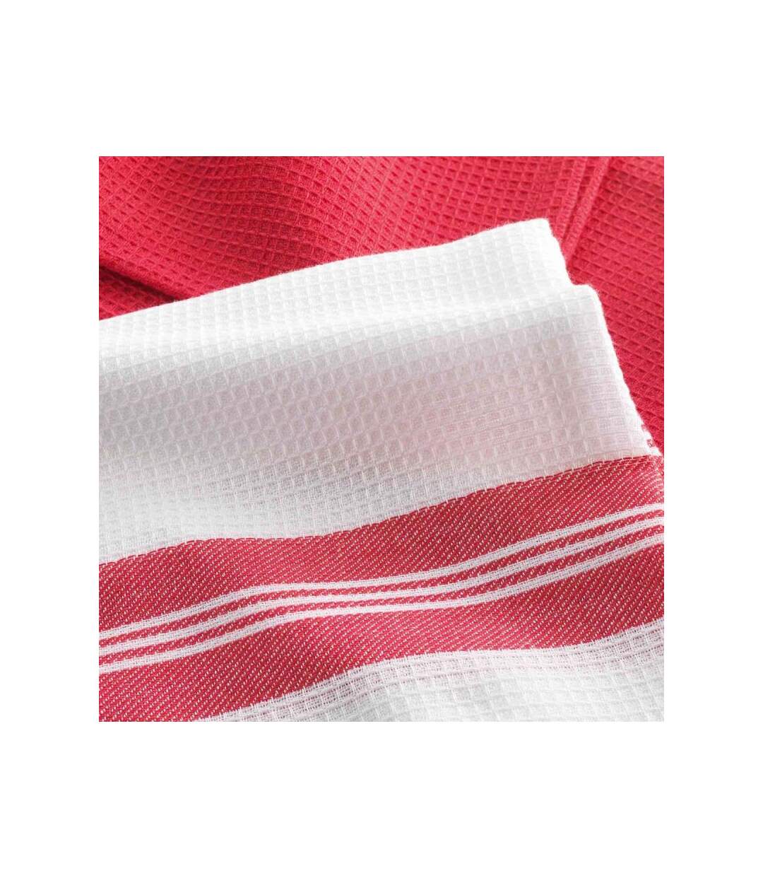 Lot de 2 Torchons Nid d'Abeille Au Bistrot 50x70cm Rouge