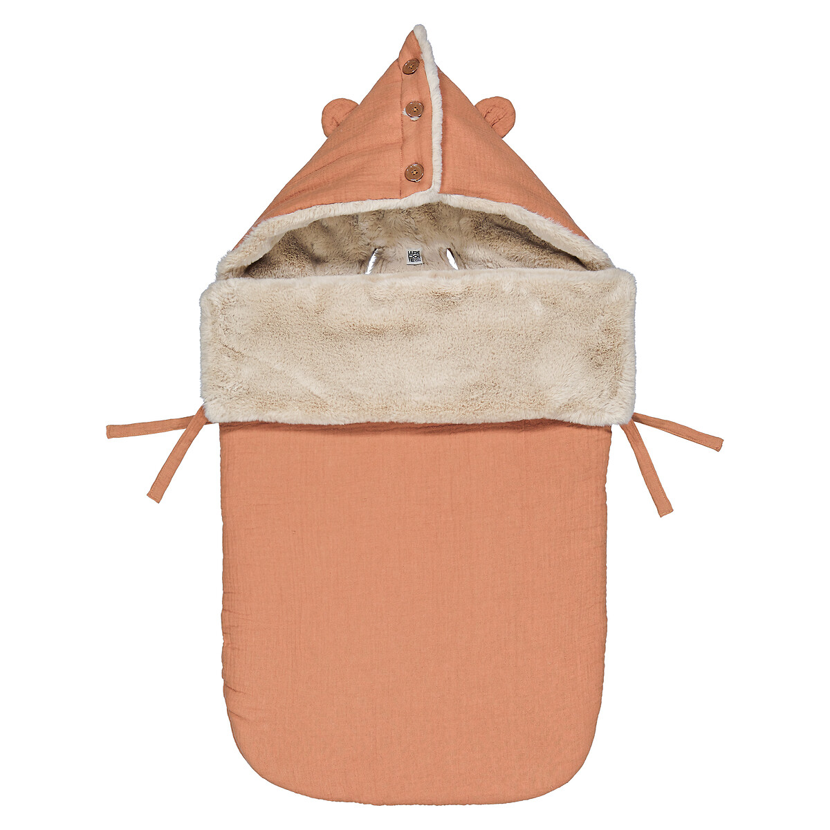COLEÇÕES LA REDOUTE<br>Ninho de anjo com capuz em tecido tetra e felpudo