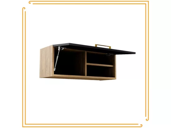 Armoire de salle de bain suspendue horizontale de 80 cm Pawlacz en chêne Craft noir