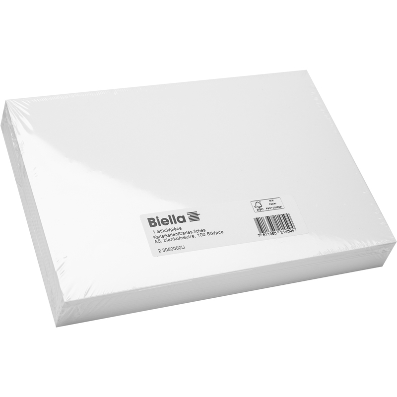 Biella Karteikarten, A5, blanco, weiss