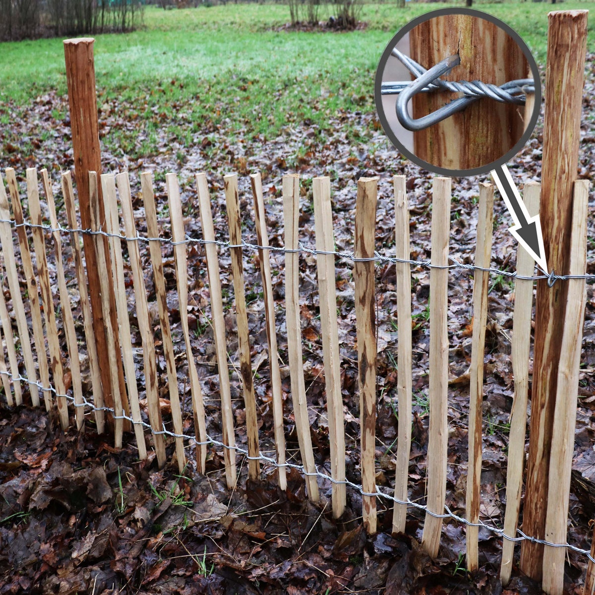 10 houten palen voor schutting 1,05m | Diameter 5-6cm | Hazelnoot schuttingpalen | Schuttingpaal