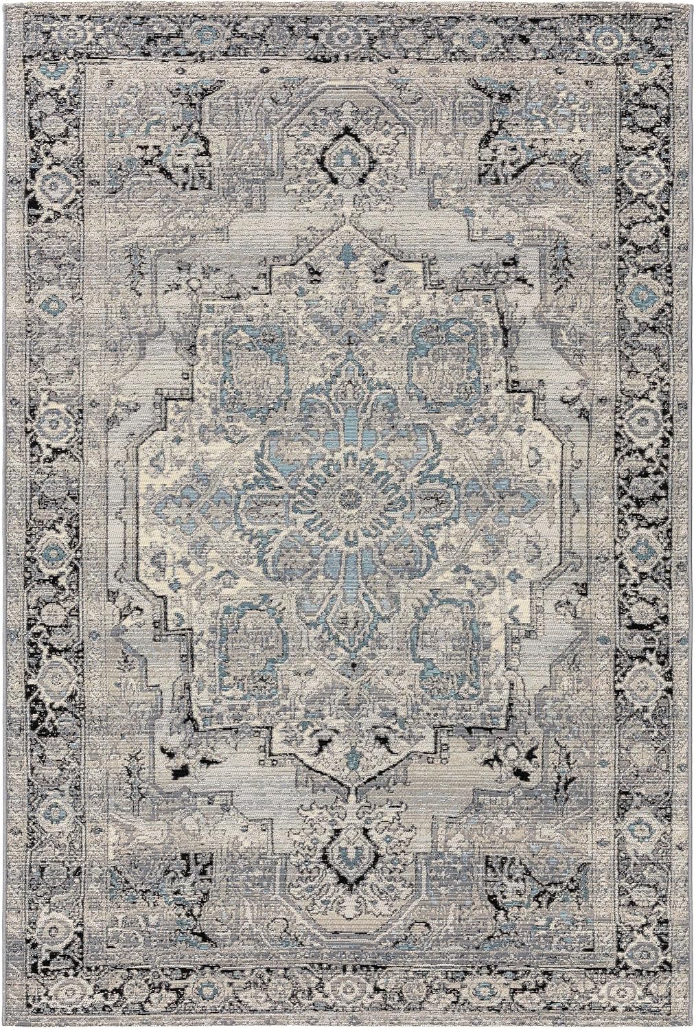 benuta Nest In- & Outdoor Teppich Artis - Grau 160x235 cm - Strapazierfähig für Balkon, Terrasse, Garten - Küchenteppich & Wohnzimmerteppich - Botanical, Floral, Shabby Chic, Vintage, Abstrakt