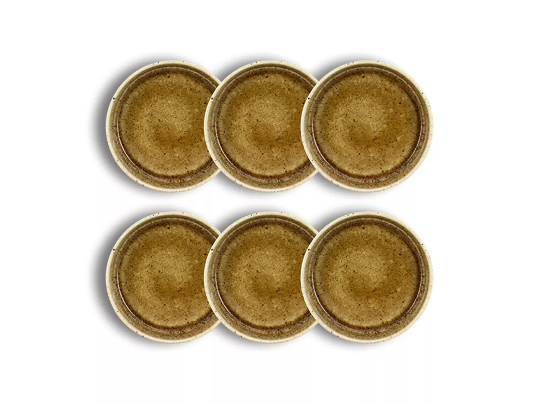 Ogo Living - Lot 6 Assiettes Coupes Stack 16cm En Porcelaine Marron