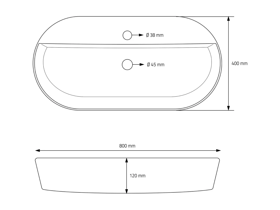Vasque à poser céramique noir lavabo avec garniture de vidage noir 800x400 mm