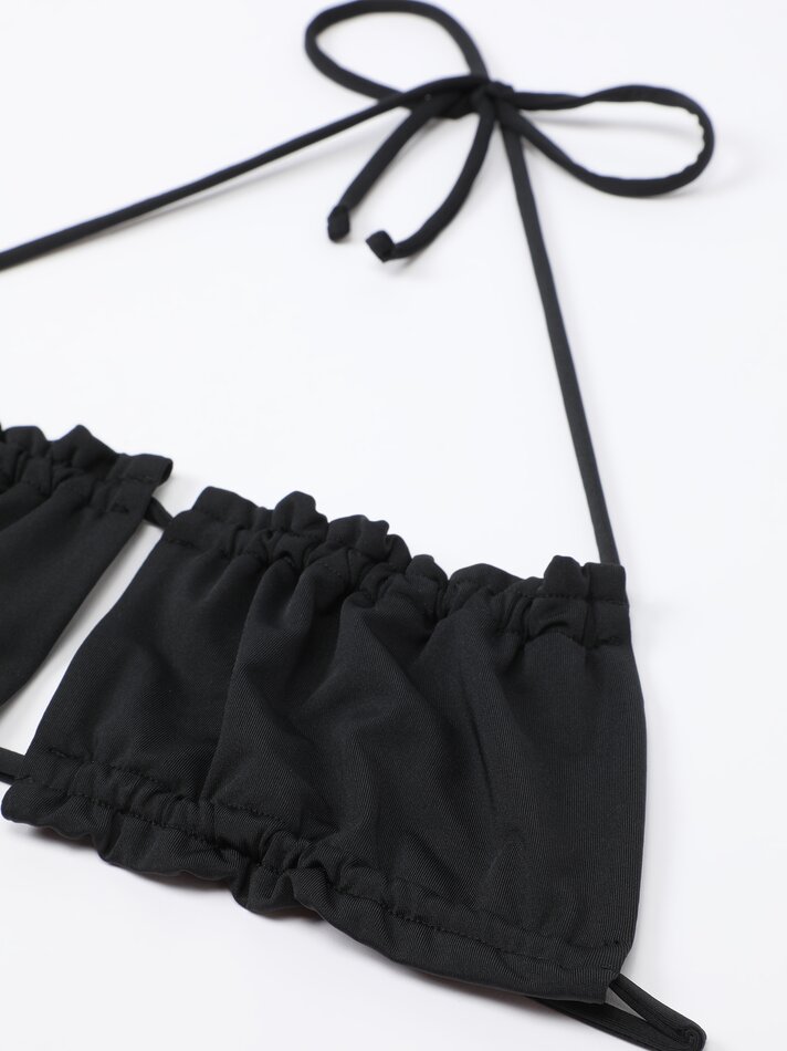 Top de biquíni franzido - Preto