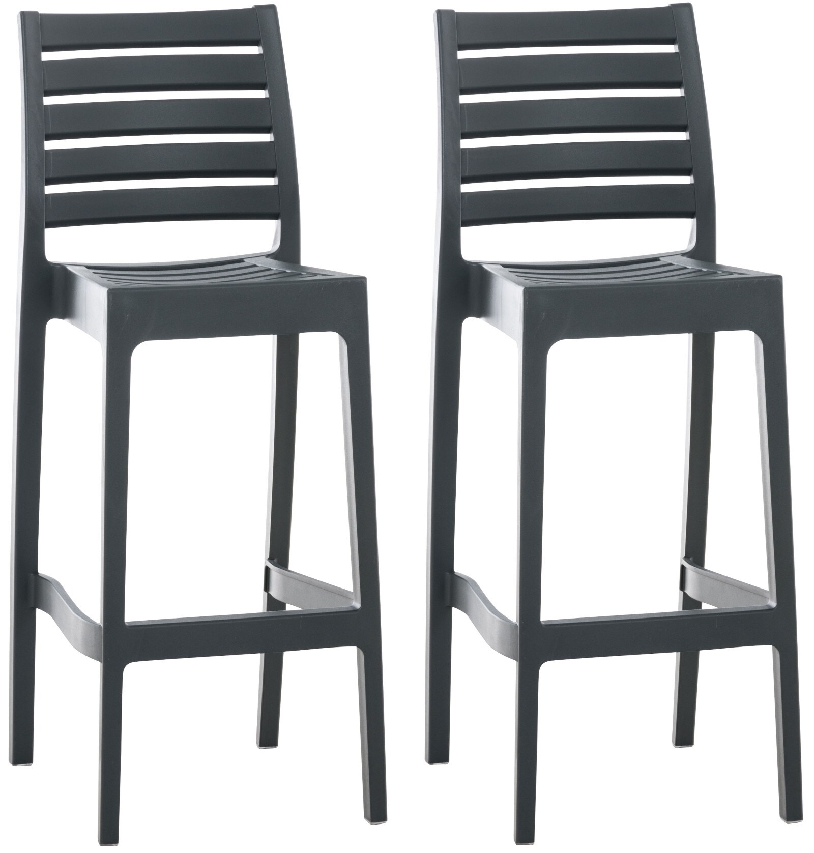 CLP 2er Set Outdoor-Barhocker Ares Mit Fußstütze I Stapelbare Tresenhocker In Rattan-Optik