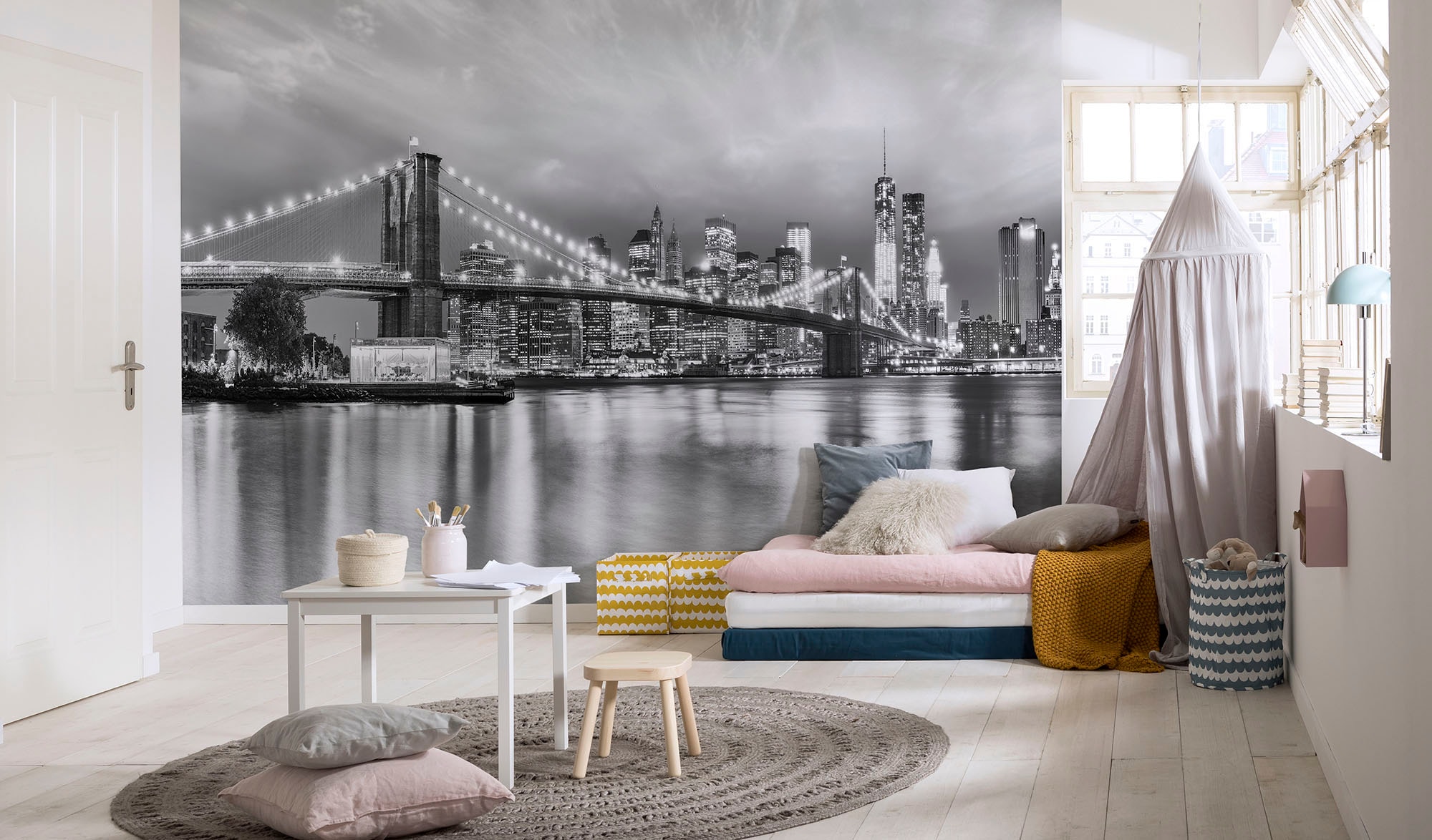 Komar Fototapete »Brooklyn B/W - Grösse 368 x 254 cm« bedruckt glatt Wohnzimmer, Schlafzimmer