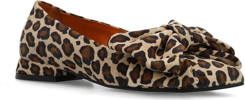 Manfield - Leren Loafers - Luipaardprint - Strikdetail