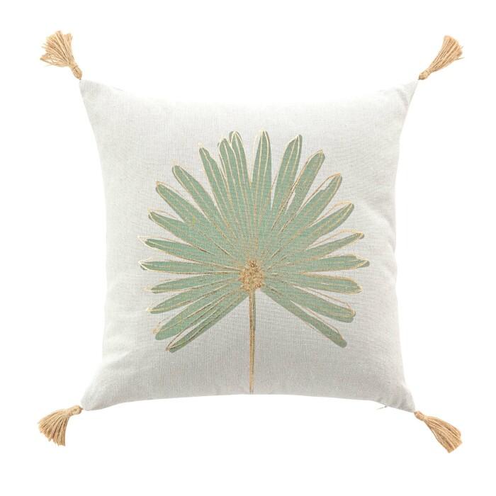 COUSSIN DEHOUSSABLE POMPONS 45X45CM IMPRIME METALLISE ISIS