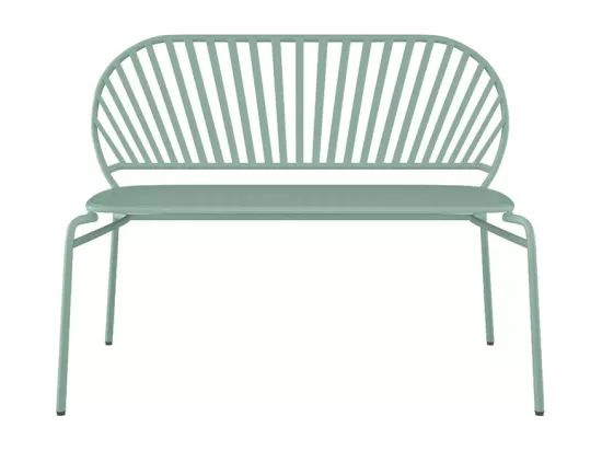 Salon de jardin en métal : un banc, 2 chaises et une table basse - Vert amande - CEDEIRA de MYLIA