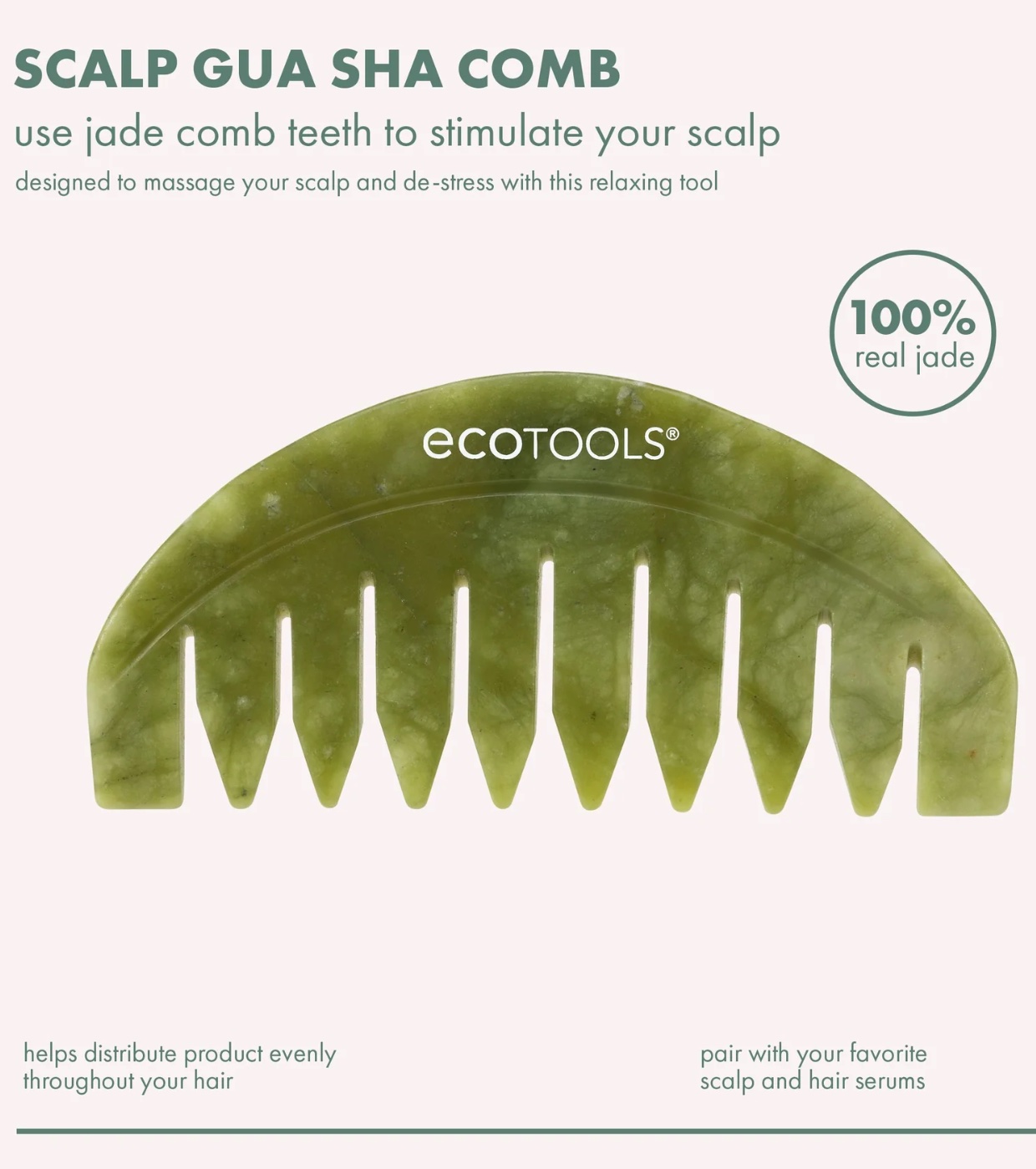 Ecotools - Pente Gua Sha para Couro Cabeludo Jade