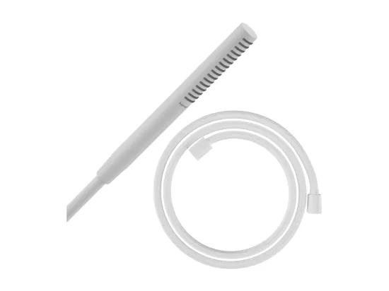 Pommeau de douche HANSGROHE Pulsify S 100 EcoSmart blanc mat + flexible de douche HANSGROHE Designflex 160 cm blanc mat