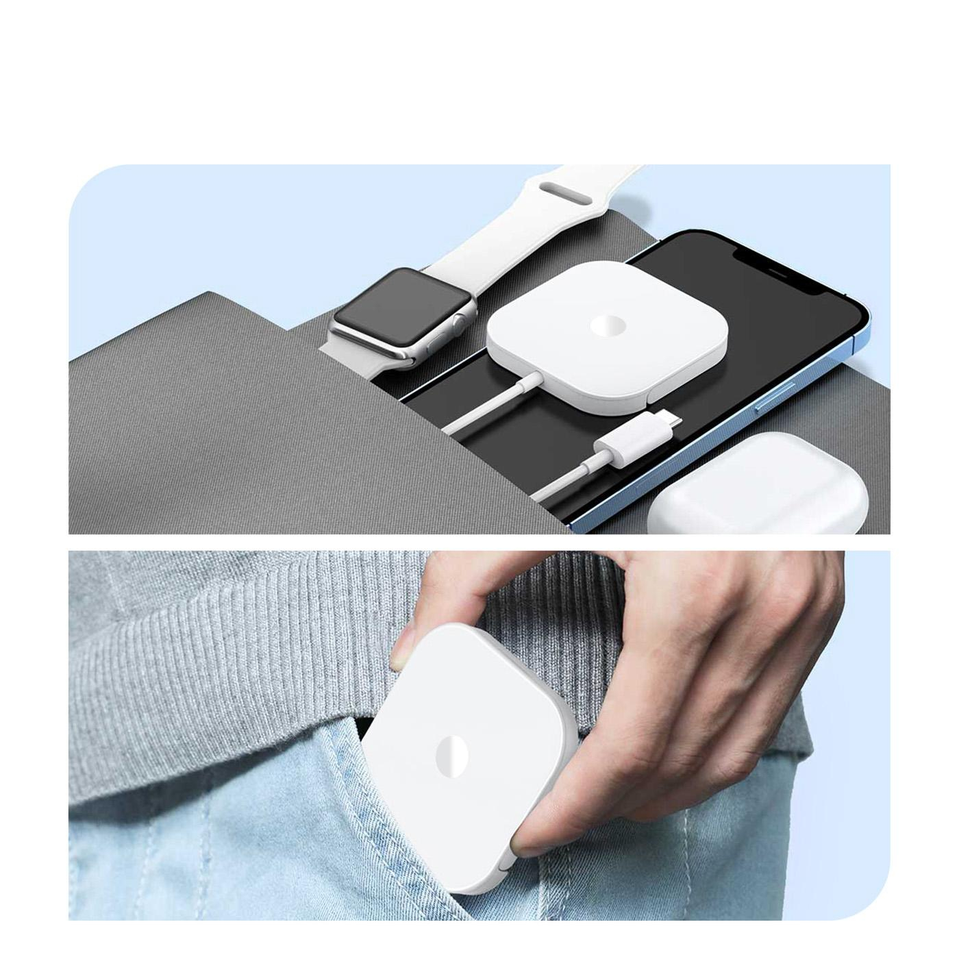 (1m) 3in1 15W USB C MagSafe Charger Magnetisches Ladegerät ab Apple iPhone 12 / Apple Watch / AirPods - Weiss
