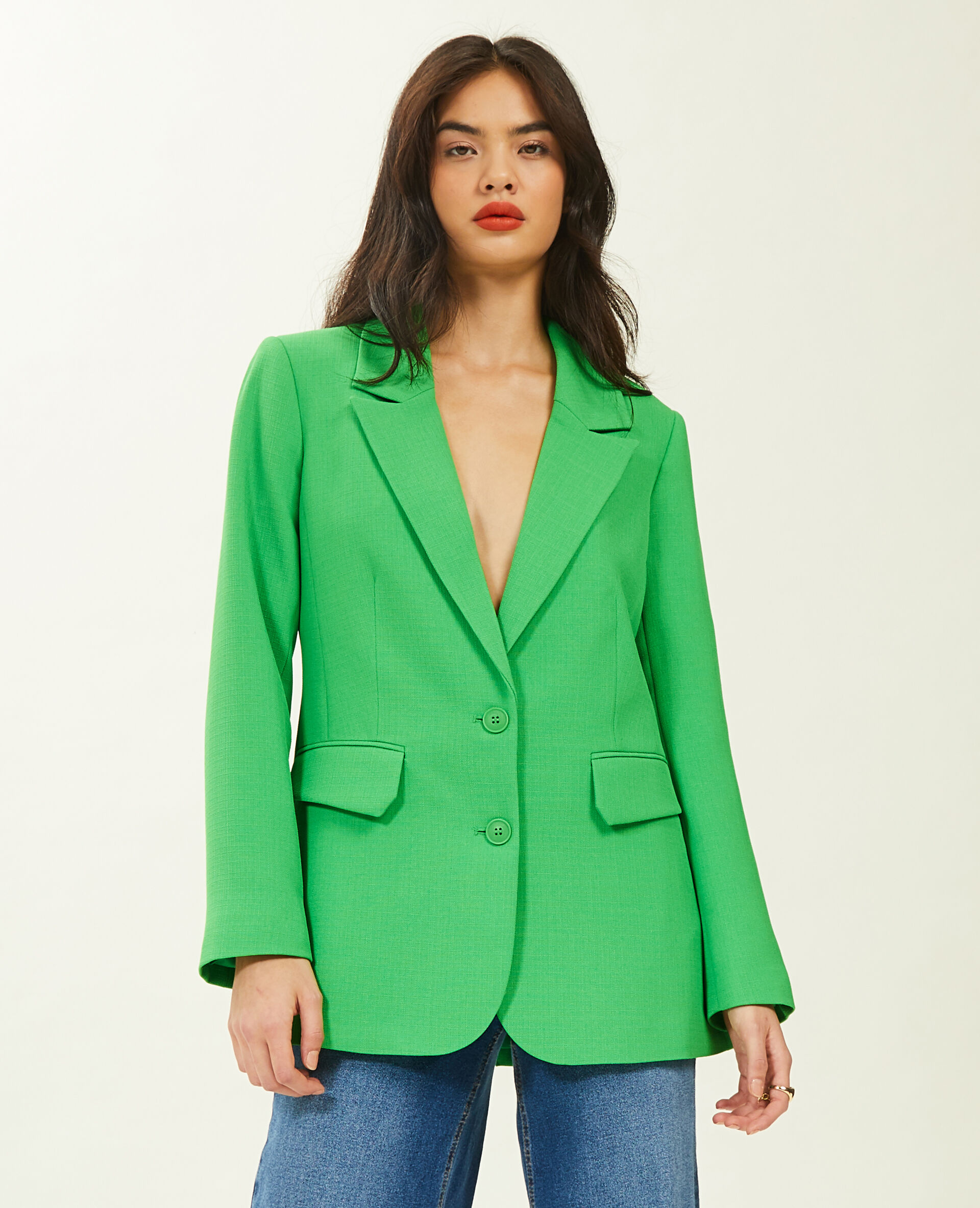 Veste blazer tissu tramé - Vert