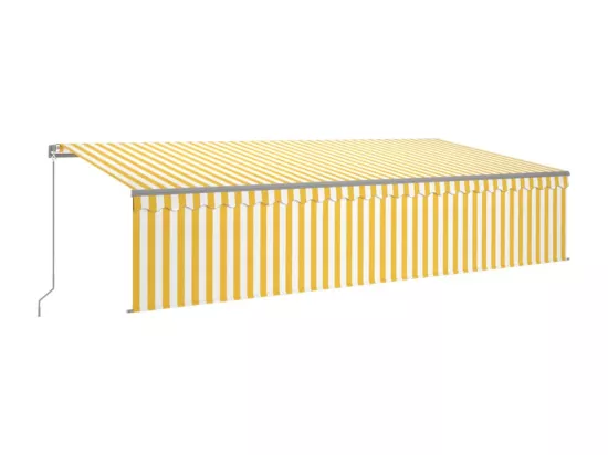 Auvent manuel rétractable avec store 6x3 m Jaune et blanc