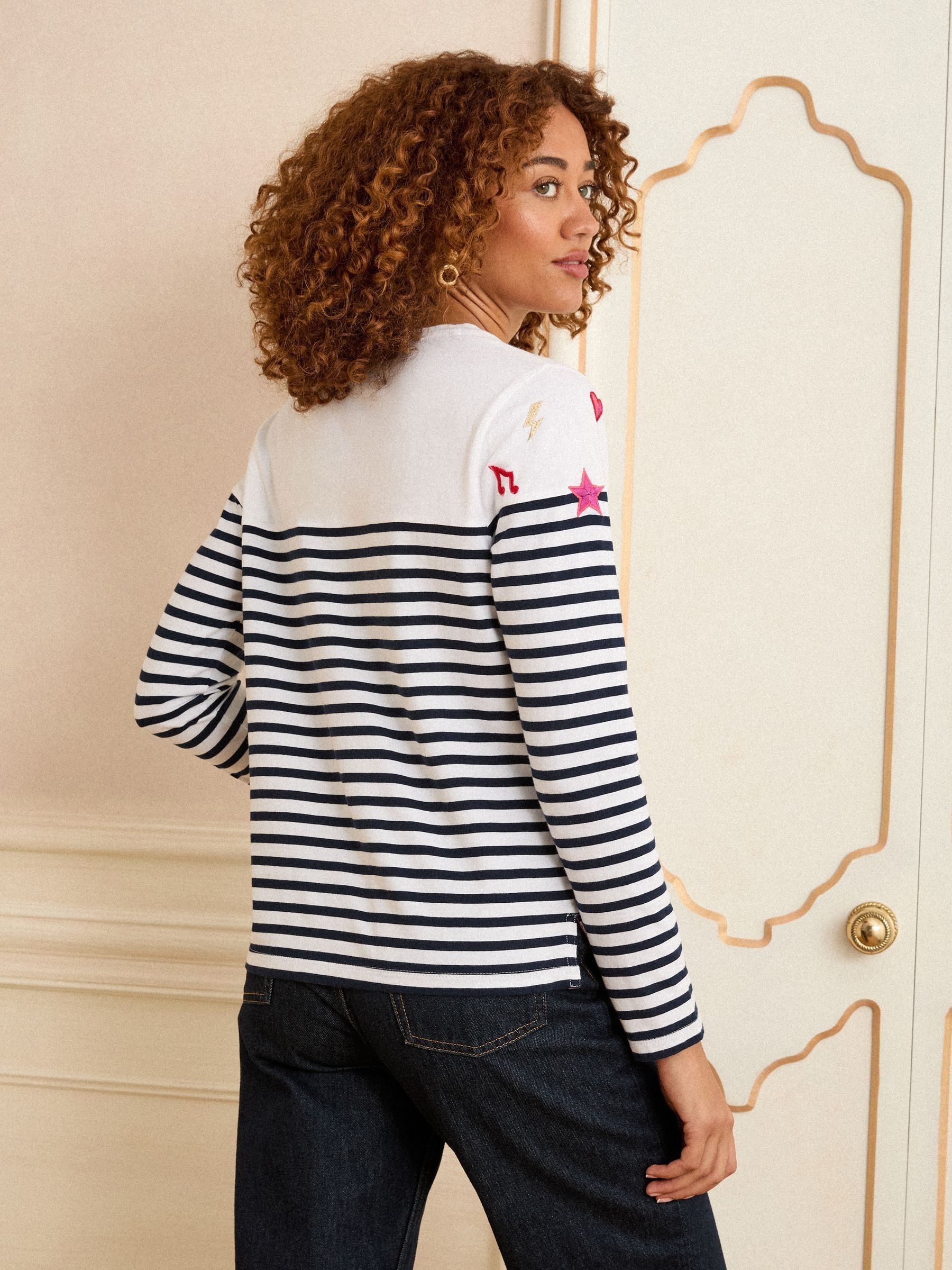 Love & Roses Stripe Embroidered Top