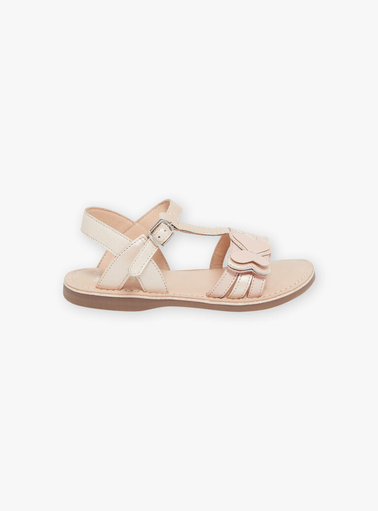 Sandales ouvertes roses en cuir
