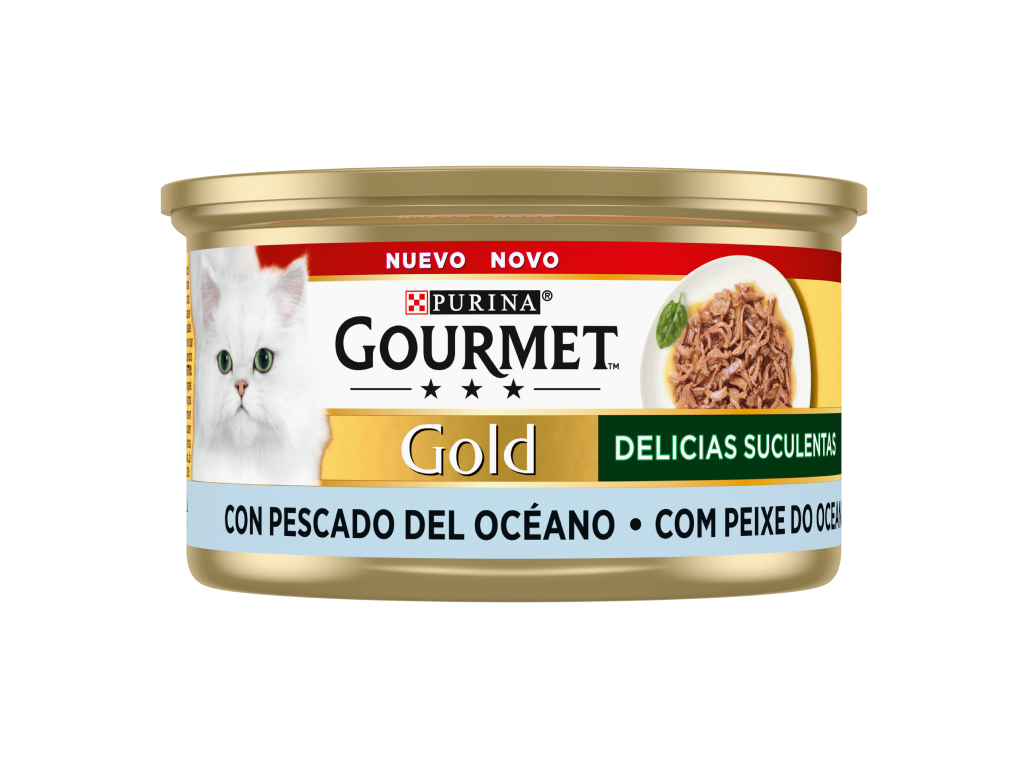 COMIDA HÚMIDA PARA GATO GOURMET GOLD DELÍCIAS SUCULENTAS PEIXE 85G