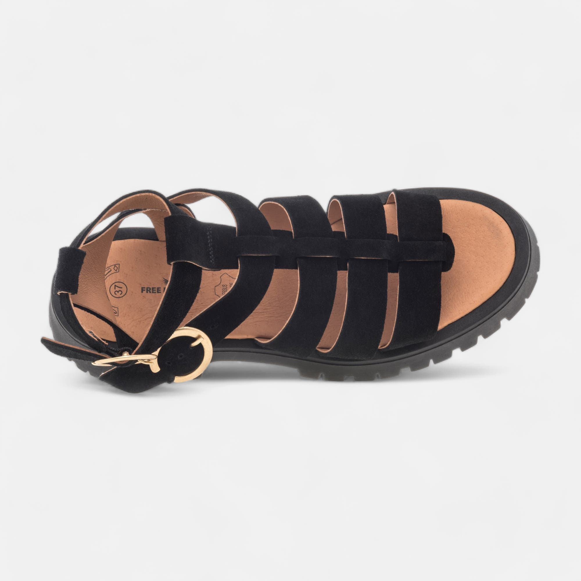 Sandales Femme en cuir noir