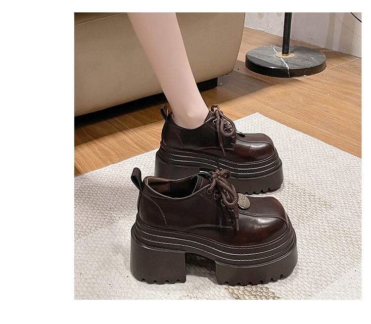 Sleeko - Platform veterschoenen van imitatieleer
