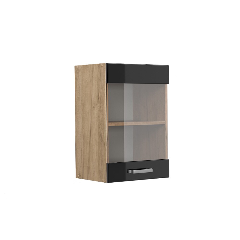 Vicco Glashängeschrank Küchenschrank R-Line Solid Eiche Schwarz 40 cm modern
