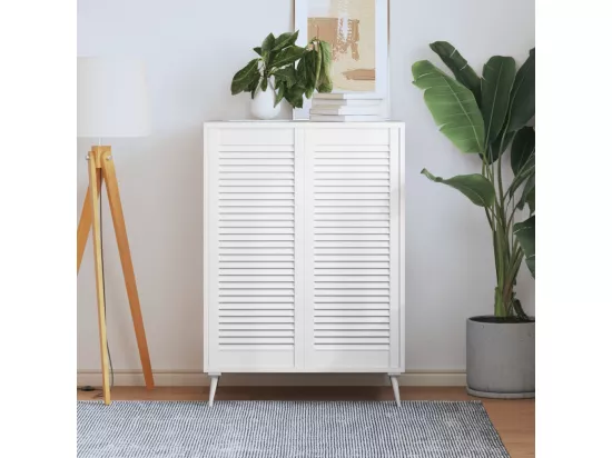 Portes d'armoire à persiennes 2pcs blanc 99,3x39,4cm pin massif