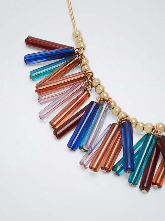 Colar com resina multicolorida - Multicolorido