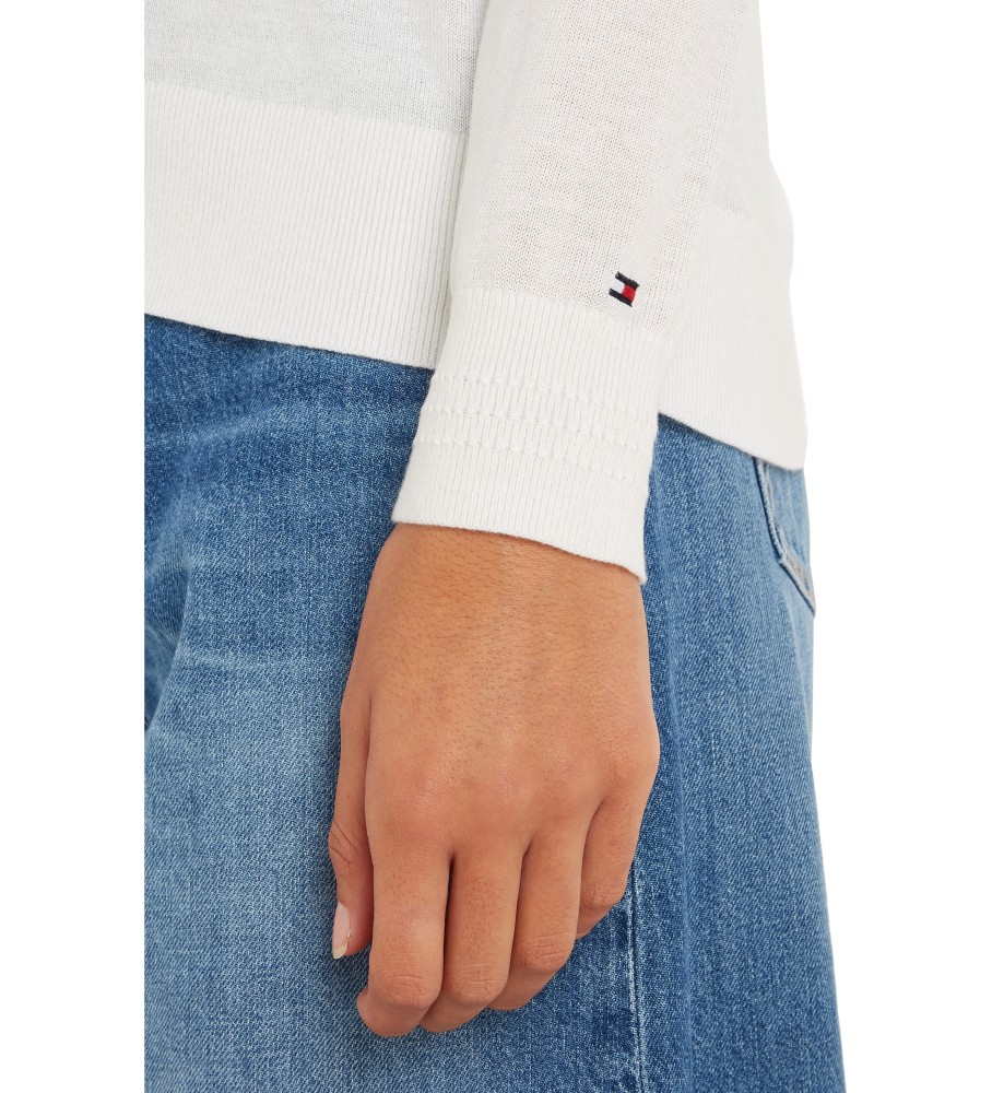 Camisa Tommy Hilfiger com decote em V e costura, branca