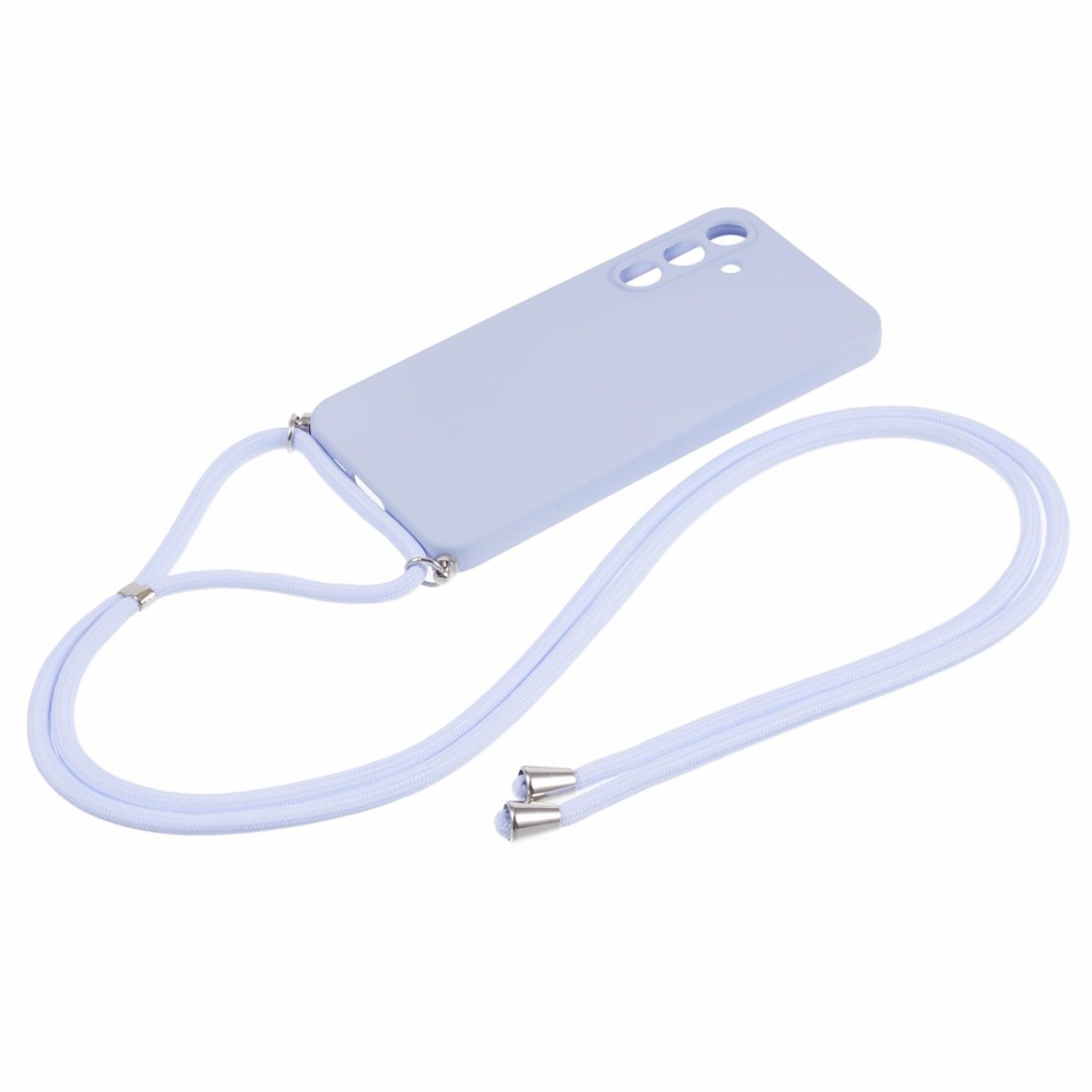 Samsung Galaxy A55 Necklace Gummi Case Hülle   Handykette (140cm) - Lila / Silber