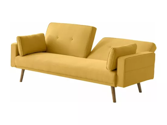 Canapé droit scandinave Elga convertible 3 places en tissu - Jaune - L205 x 87 x 85cm - Loungitude