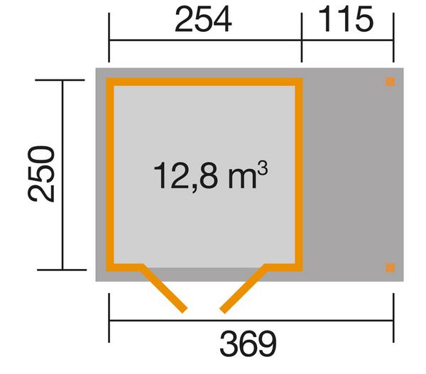 Weka Gartenhaus 321 + 115 cm Anbau
