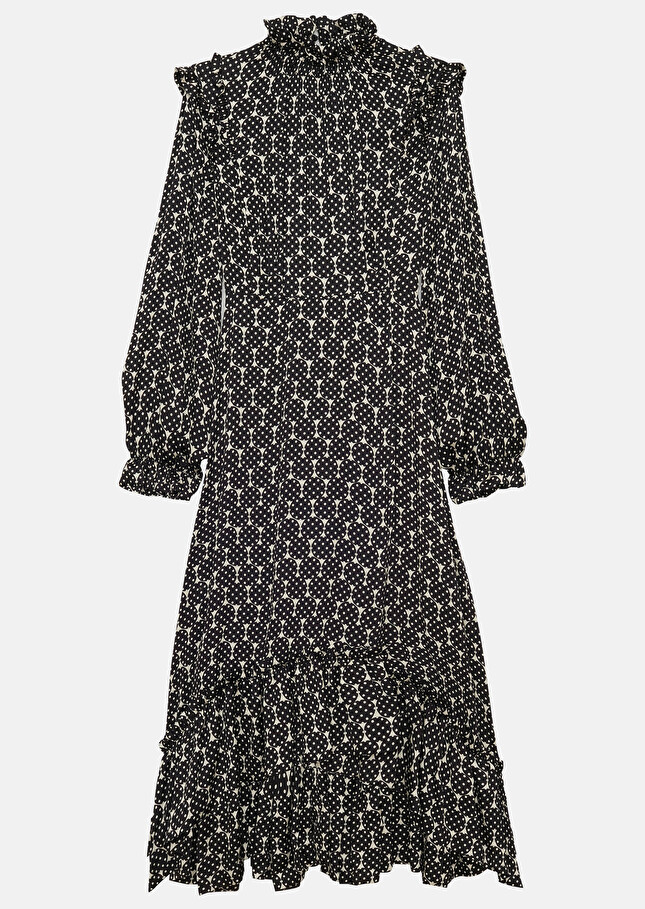 Robe Rosemaryécrue imprimée petits pois
