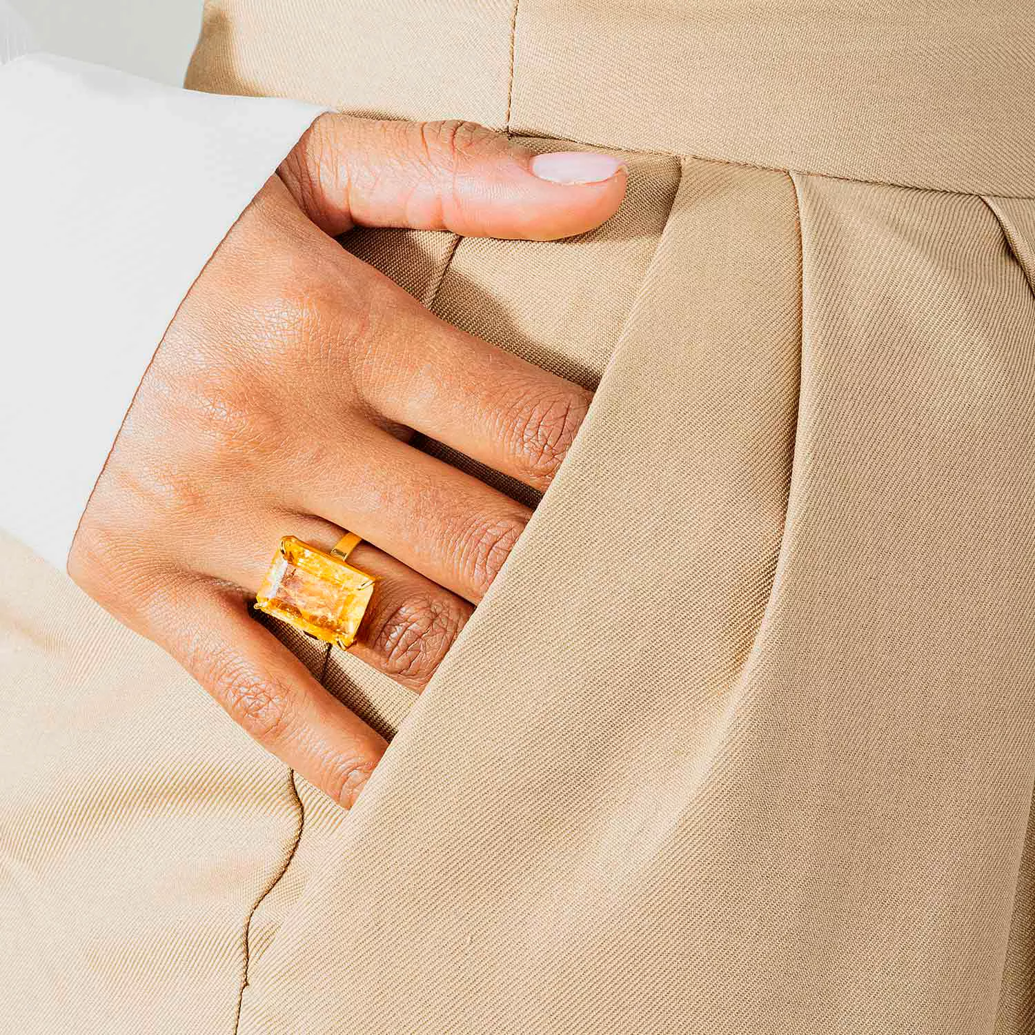 House of Vincent Candy Rock Yellow Citrine Ring 18 kt. Forgyldt Sølv VJ080-LRG-CI