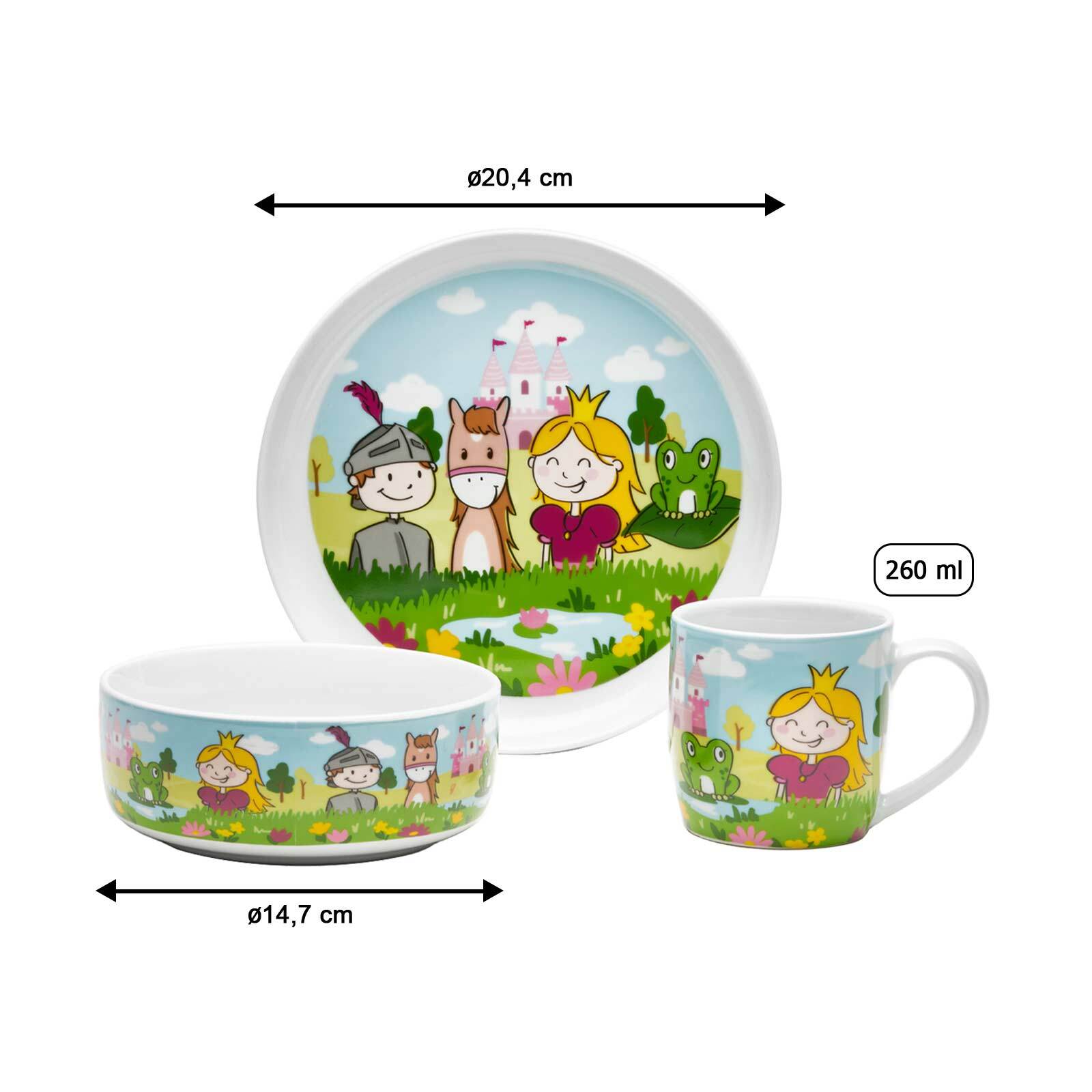 Van Well Kindergeschirr Set Prinzessin 3er Set