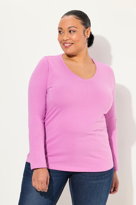 Shirt, Slim, V-Ausschnitt, Langarm