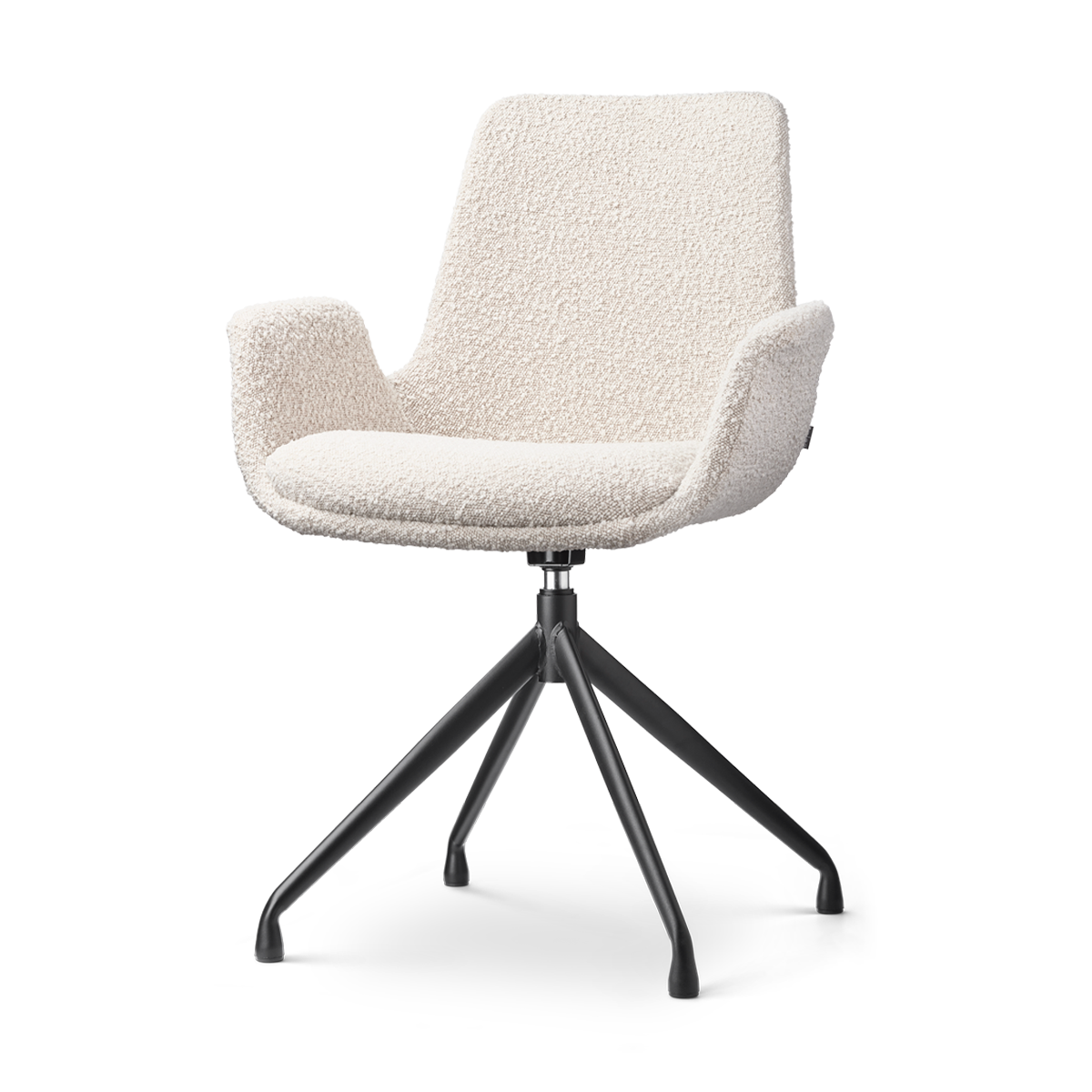 Eetkamerstoel Nola-Eef draaibaar bouclé beige - zwart