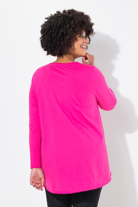 T-Shirt, A-Linie, Metallic-Print, Langarm