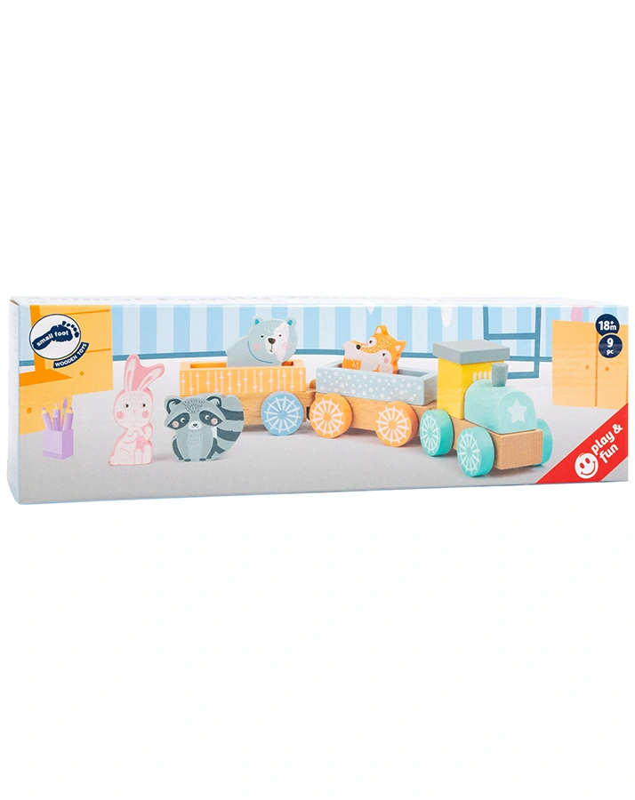 Holzzug PASTELL 9-teilig in natur