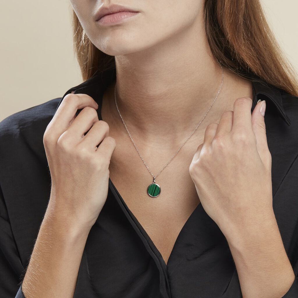 Collier Saül Argent Blanc Malachite