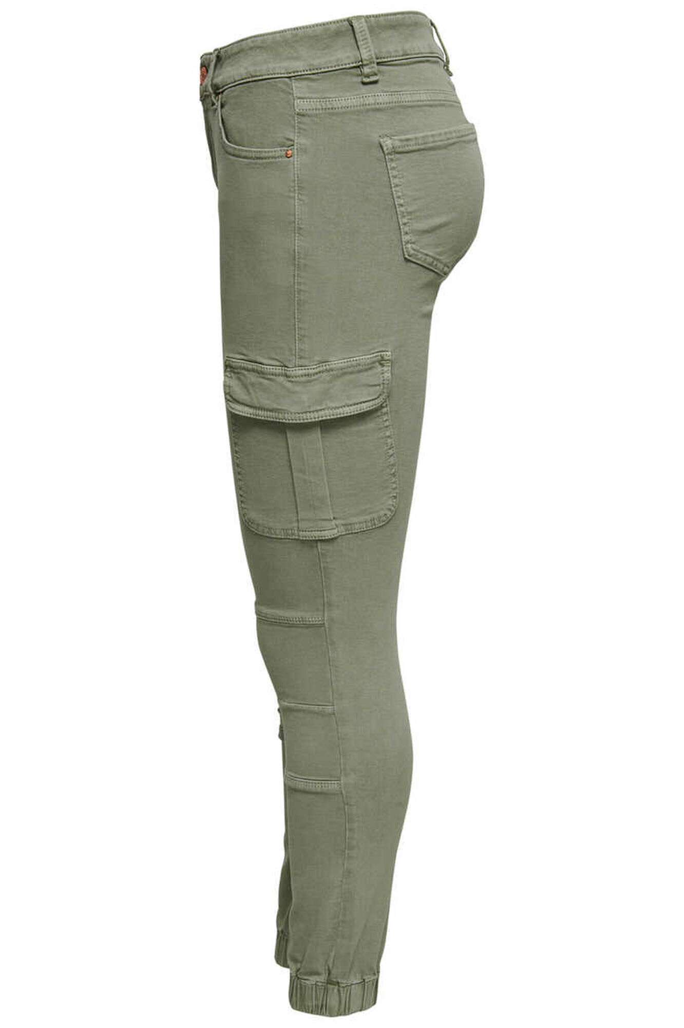 Calça jeans cargo skinny com bolsos laterais