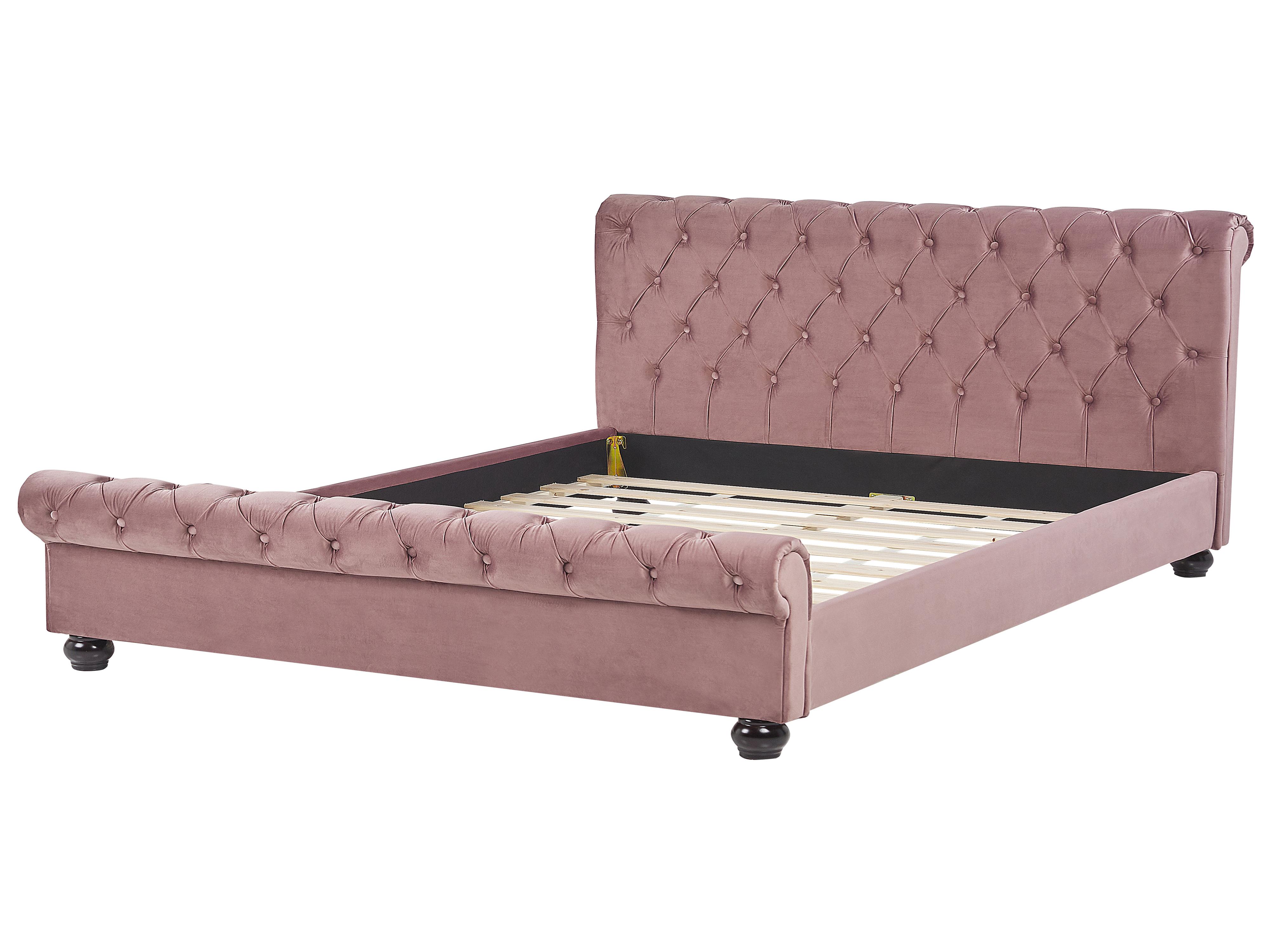 Bed Fluweel AVALLON 180 x 200 cm Roze
