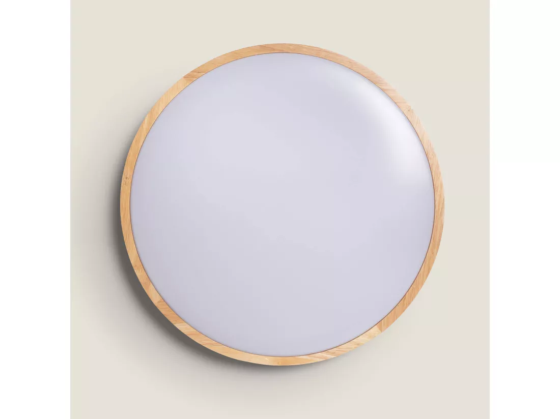 Plafonnier LED Rond Bois 20W CCT Sélectionnable Donati Ø405 mm Bois