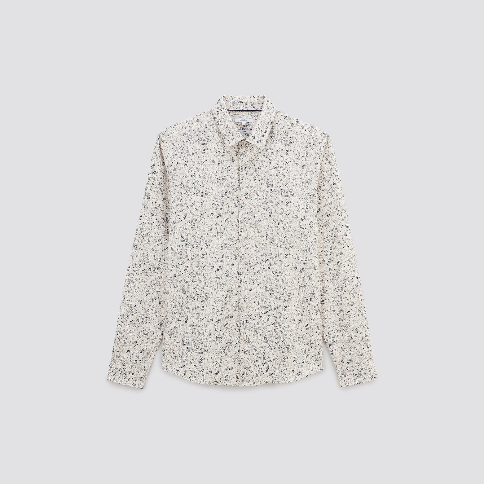Chemise regular oxford imprimé fleur coton biologi Beige