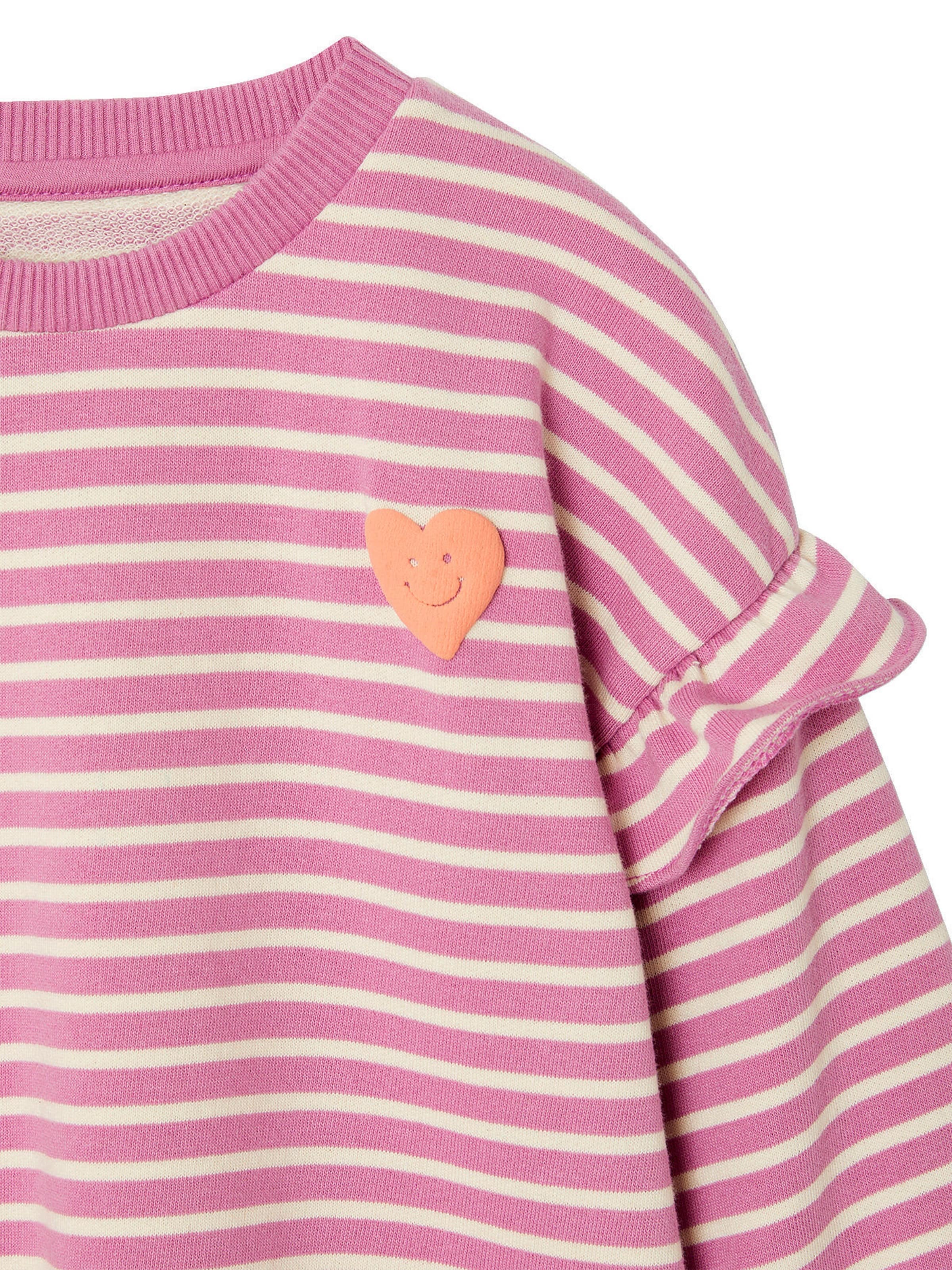 Vertbaudet Mädchen Ringel-Sweatshirt, Volantärmel violett