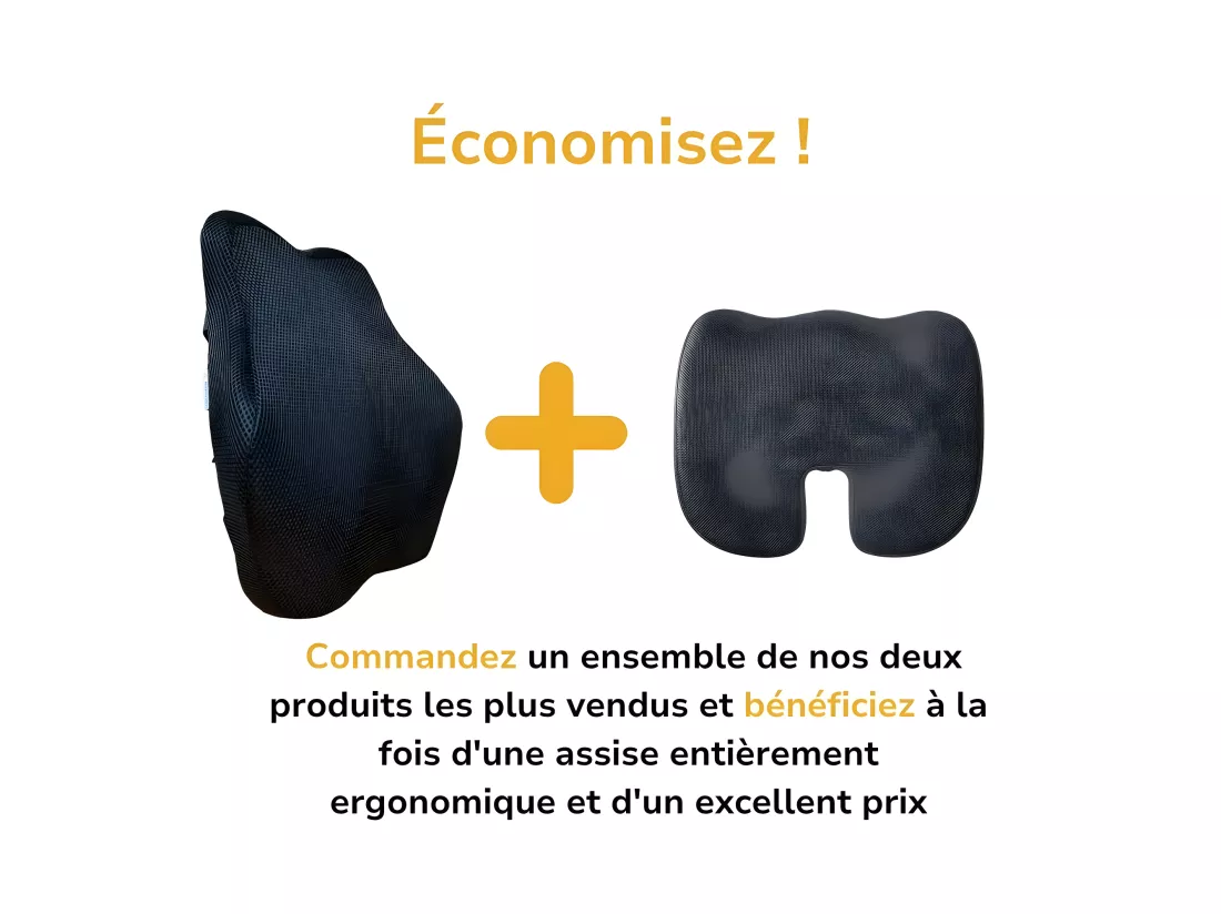 Ensemble de Coussin Fessier et Coussin de Soutien Lombaire Allongé INPHYSIO