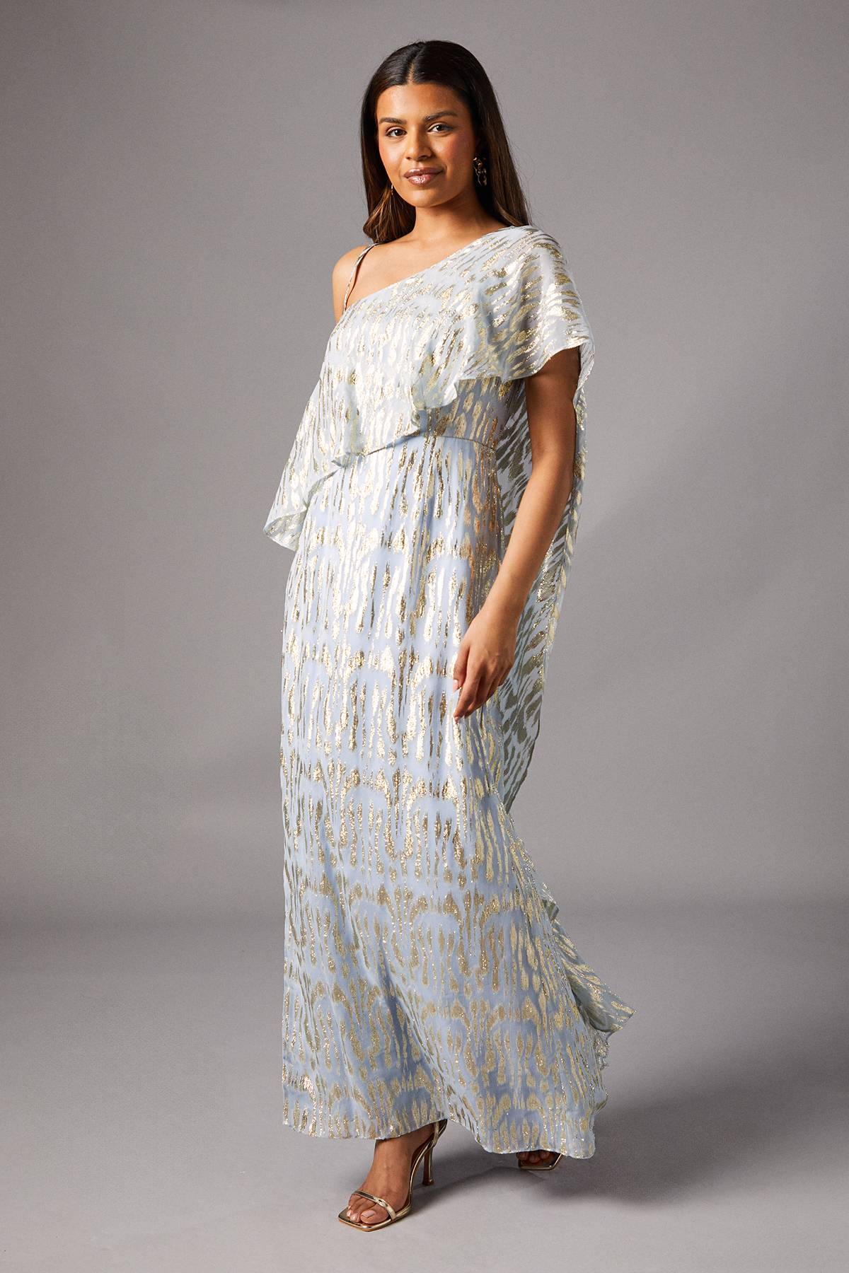 Coast Robe Longue Métallisée Asymétrique Petite Taille