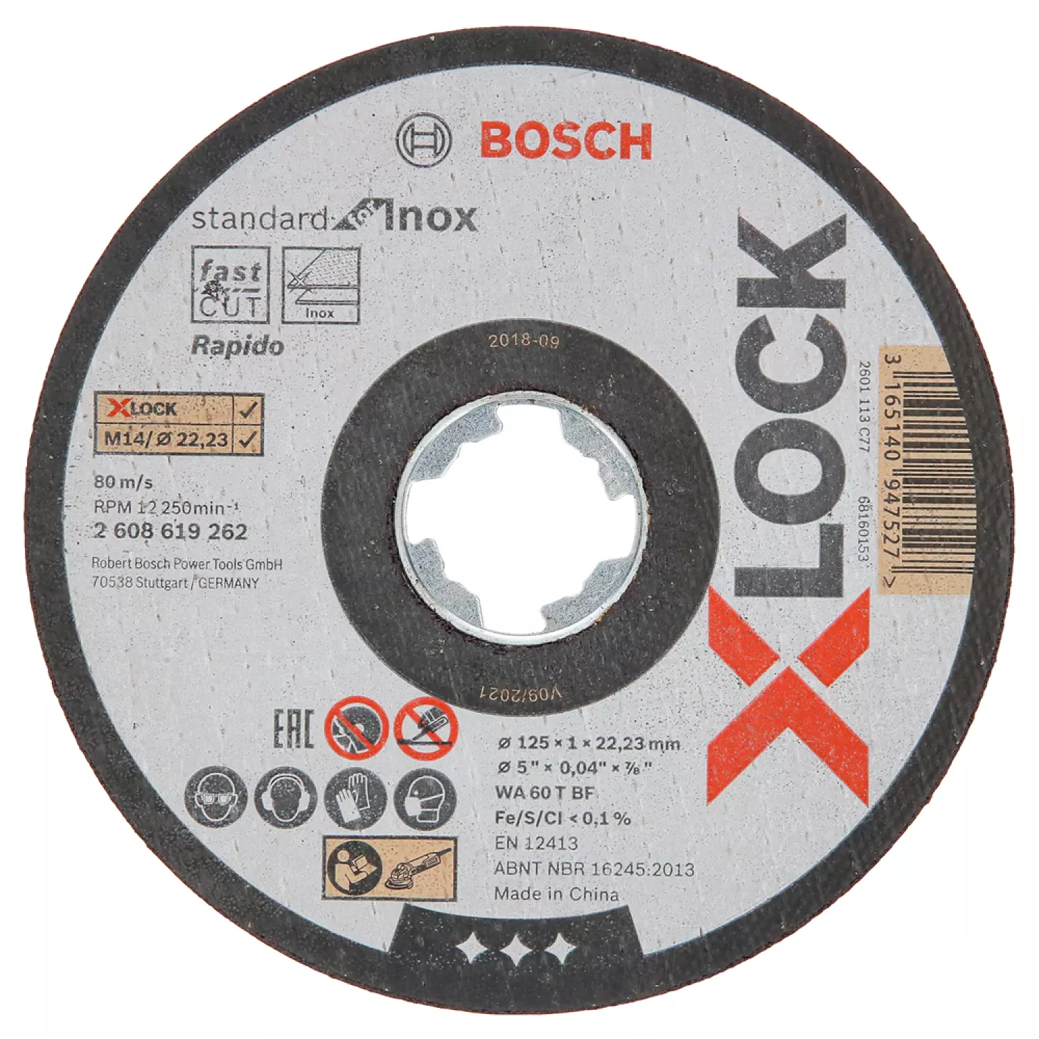 Bosch 2608619267 X-Lock Slijpschijf Standard for Inox in blik - Recht - 125mm (10st)