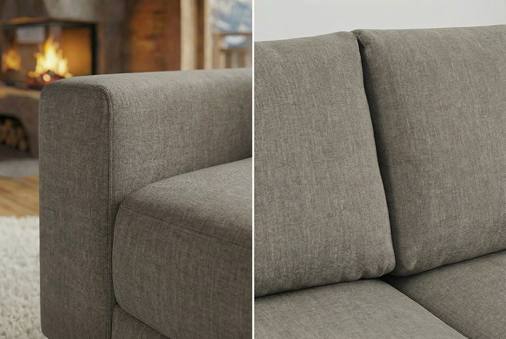 Großes Sofa LOFT 210cm taupe Vogue Velours Samt 3-Sitzer Couch Taschenfederkern