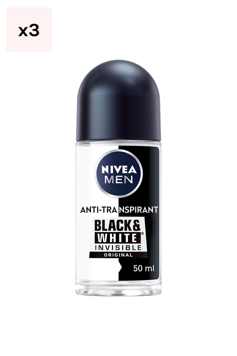 Déodorants bille anti-transpirant anti-traces blanches 48 h - Black & White - Homme - 3 x 50 ml