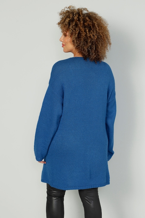 Long-Pullover, Schriftzug, V-Ausschnitt, Langarm